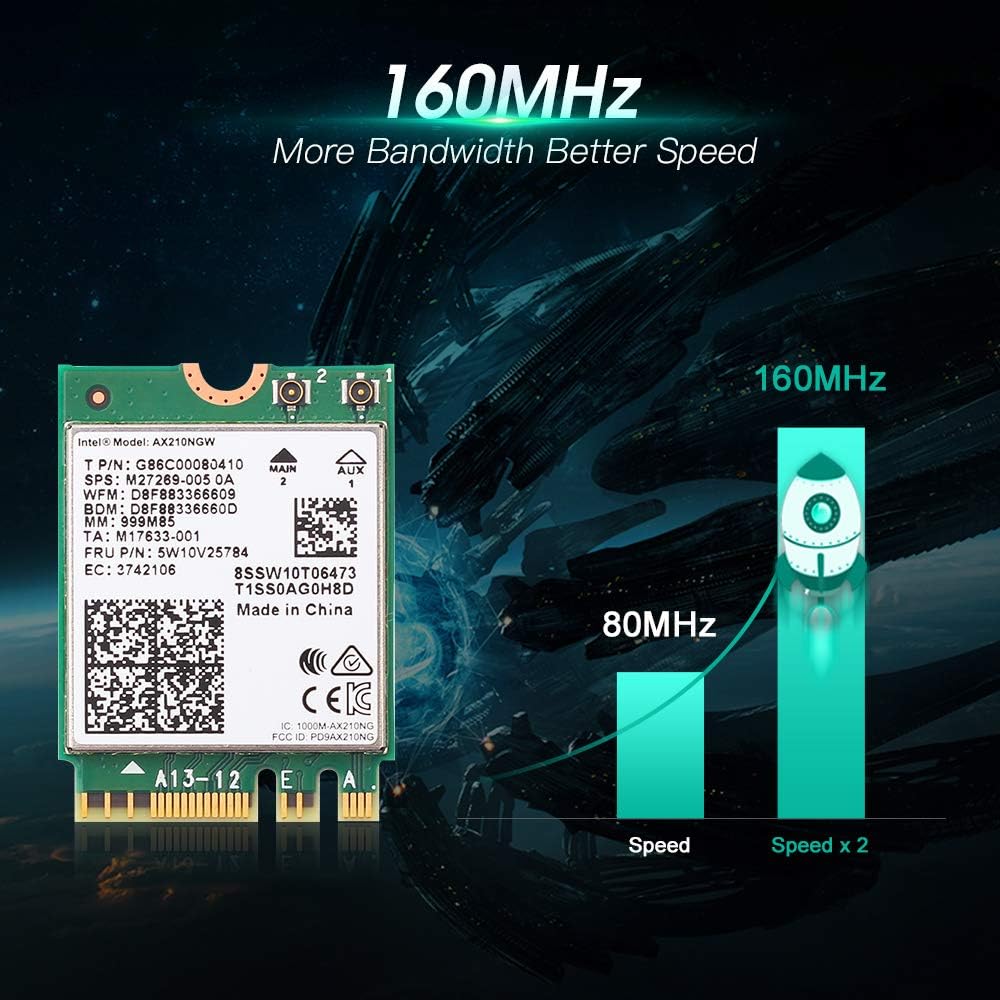 WiFi 6E Card AX210 Bluetooth 5.2 Tri-Band 5400Mbps Wireless Module for Laptop L6392