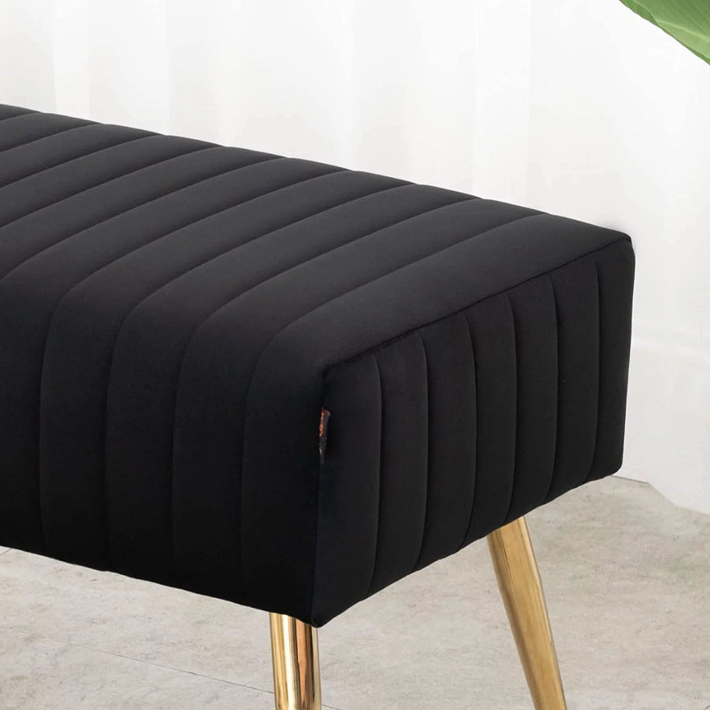 44 Inch Velvet Ottoman Bench with Gold Legs O3150