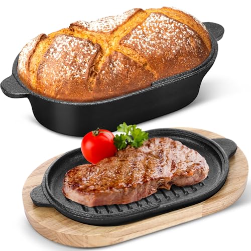 2 in 1 Pre Seasoned Cast Iron Bread Loaf Pan Set with Lid P421867