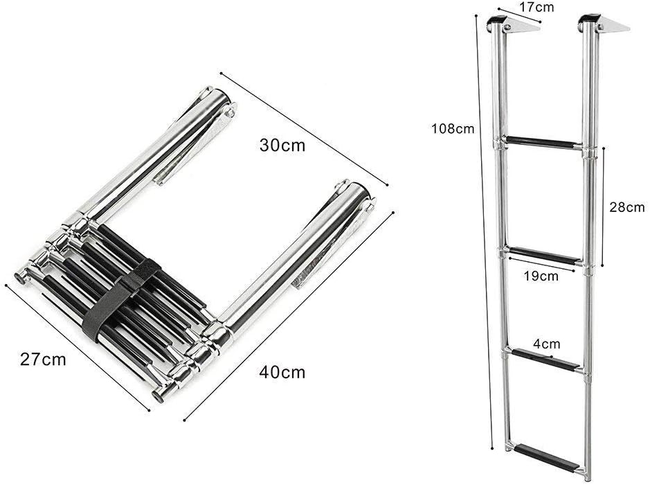 Stainless Steel Telescoping Pontoon Boat Ladder, 660 Pound Capacity, Pack of 2 G2059
