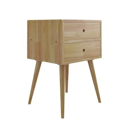 Natural Wood End Table with Drawers H878