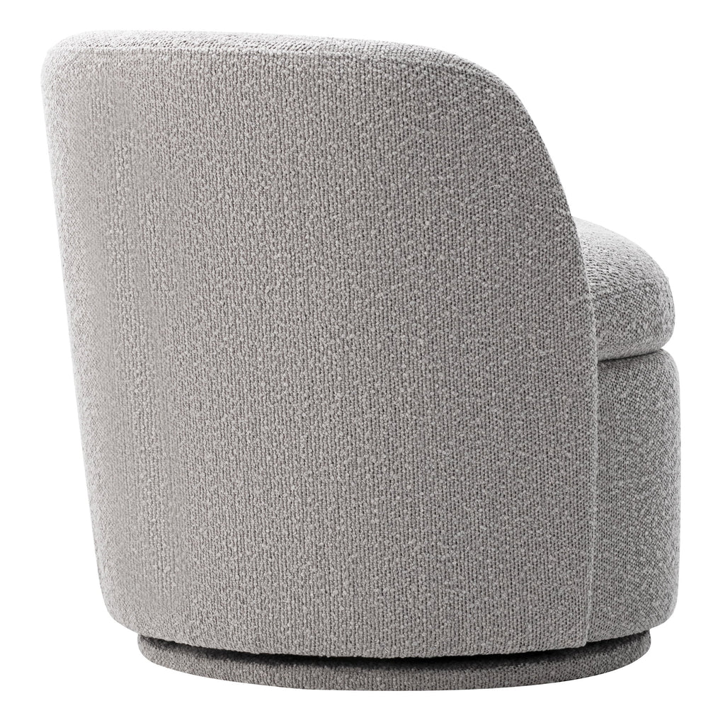 White Boucle Fabric Barrel Accent Chair O1912