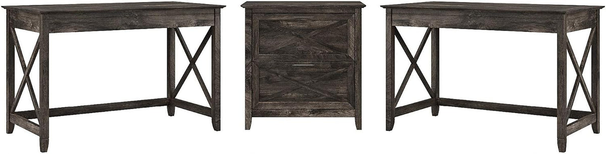 2 Person Desk Set with Lateral File Cabinet C81014