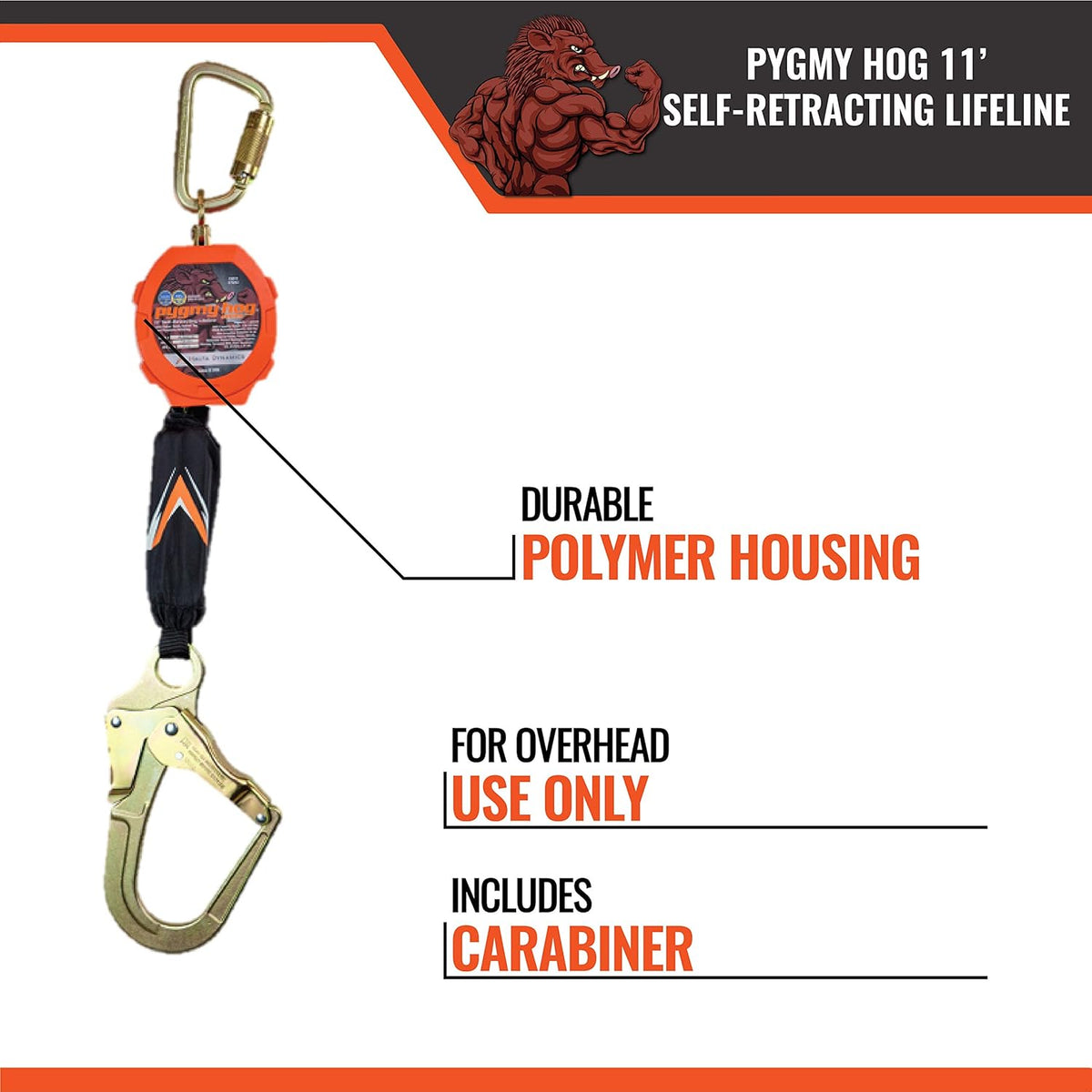 11' Web Self Retracting Lifeline with Rebar Hook T901