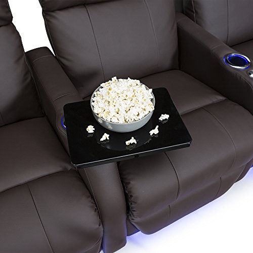 Bonded Leather Power Recline Home Theater Seating Row of 3 Black L939433