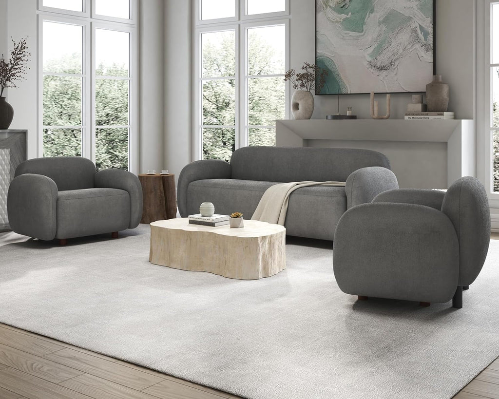 Boucle Sofa 3 Piece Set Grey P323