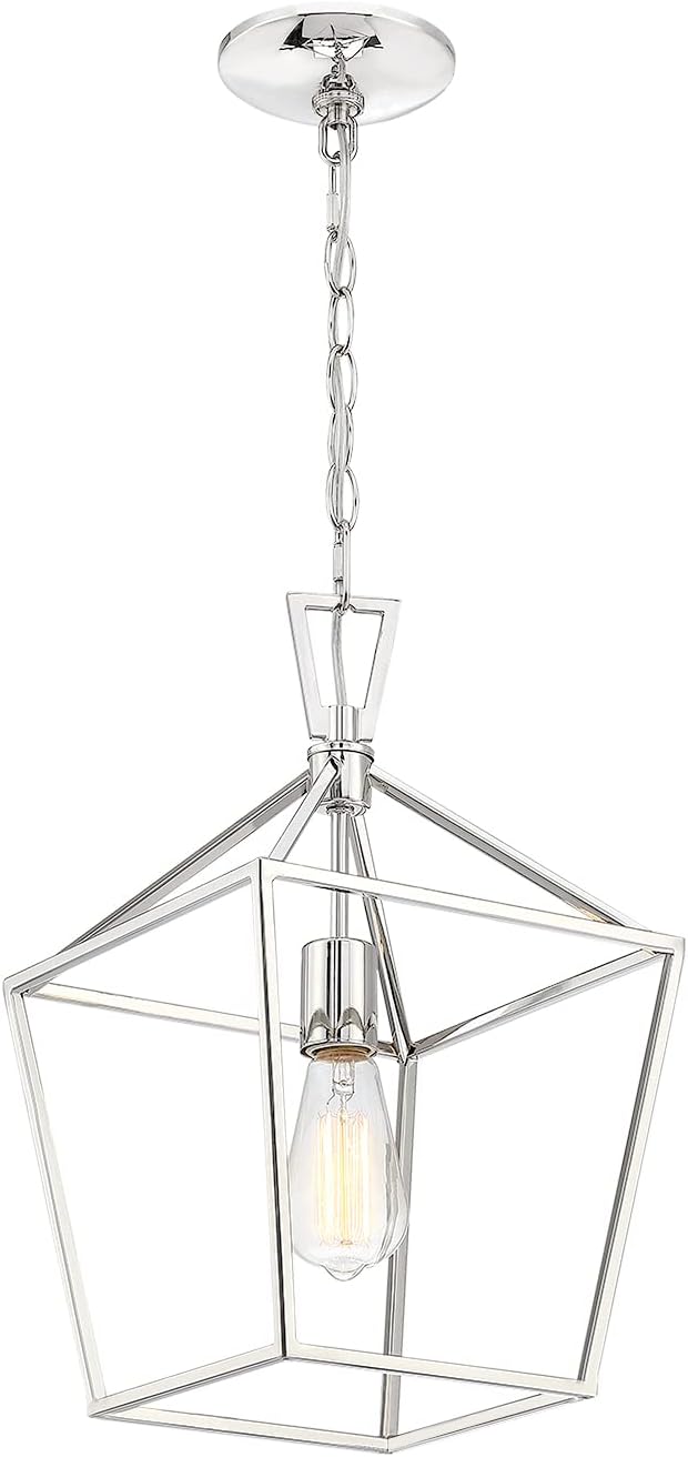 Polished Nickel Finish Small Cage Pendant Light K90789