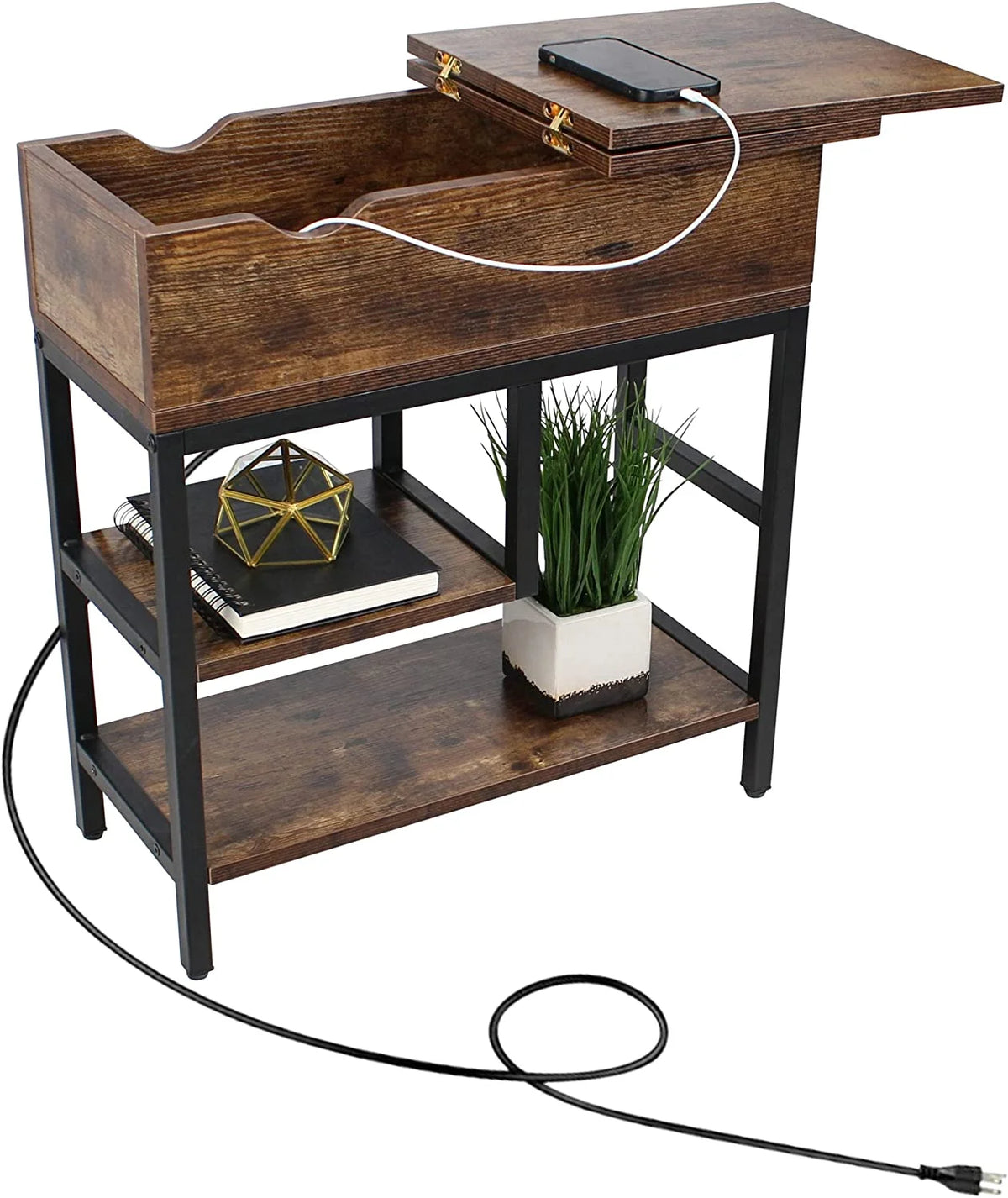 12 Inch Wide Narrow Charging End Table T961