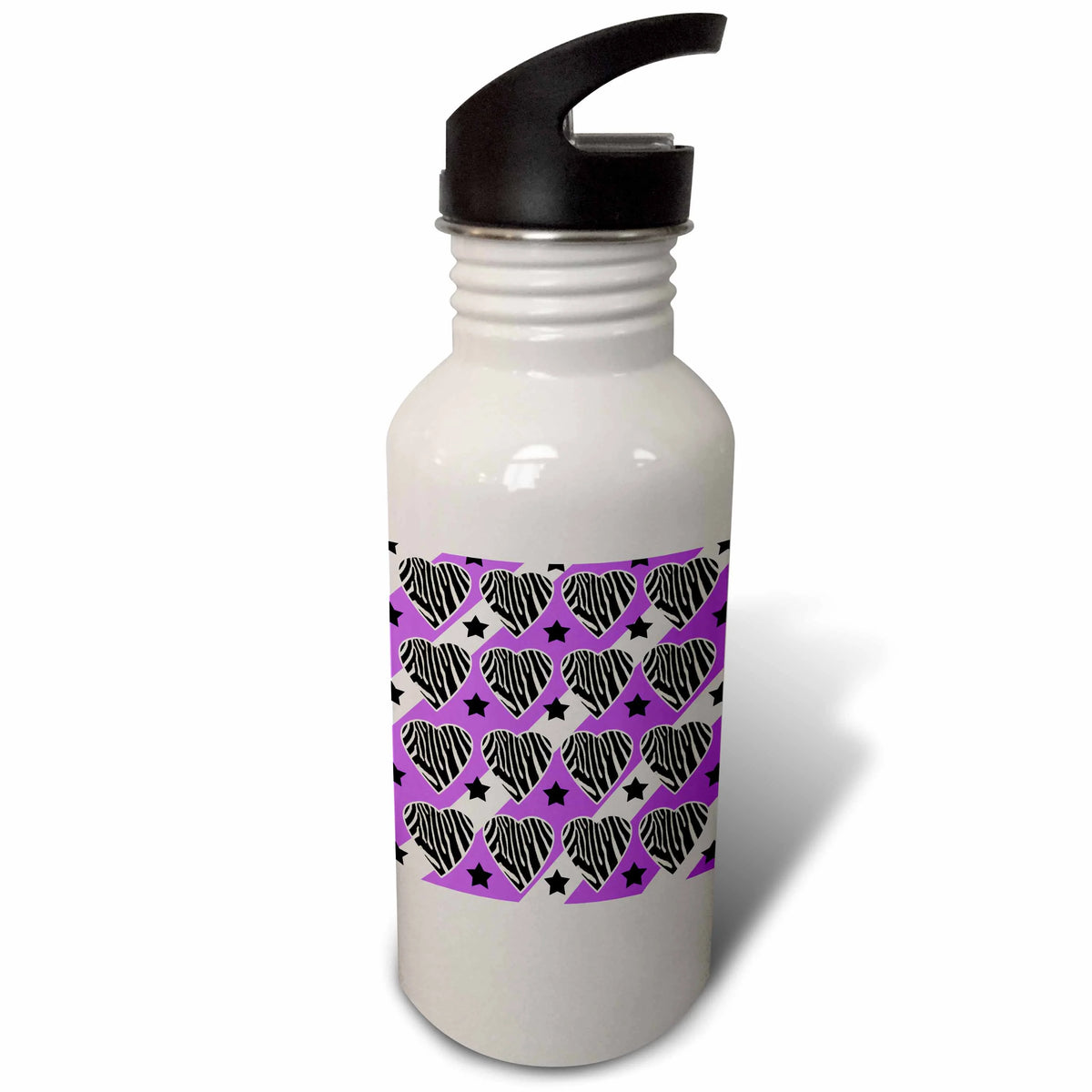 Zebra Purple White Black Print 21 oz Sports Water Bottle S567427