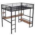 Black Full Metal Loft Bed with Desk and Shelves C645