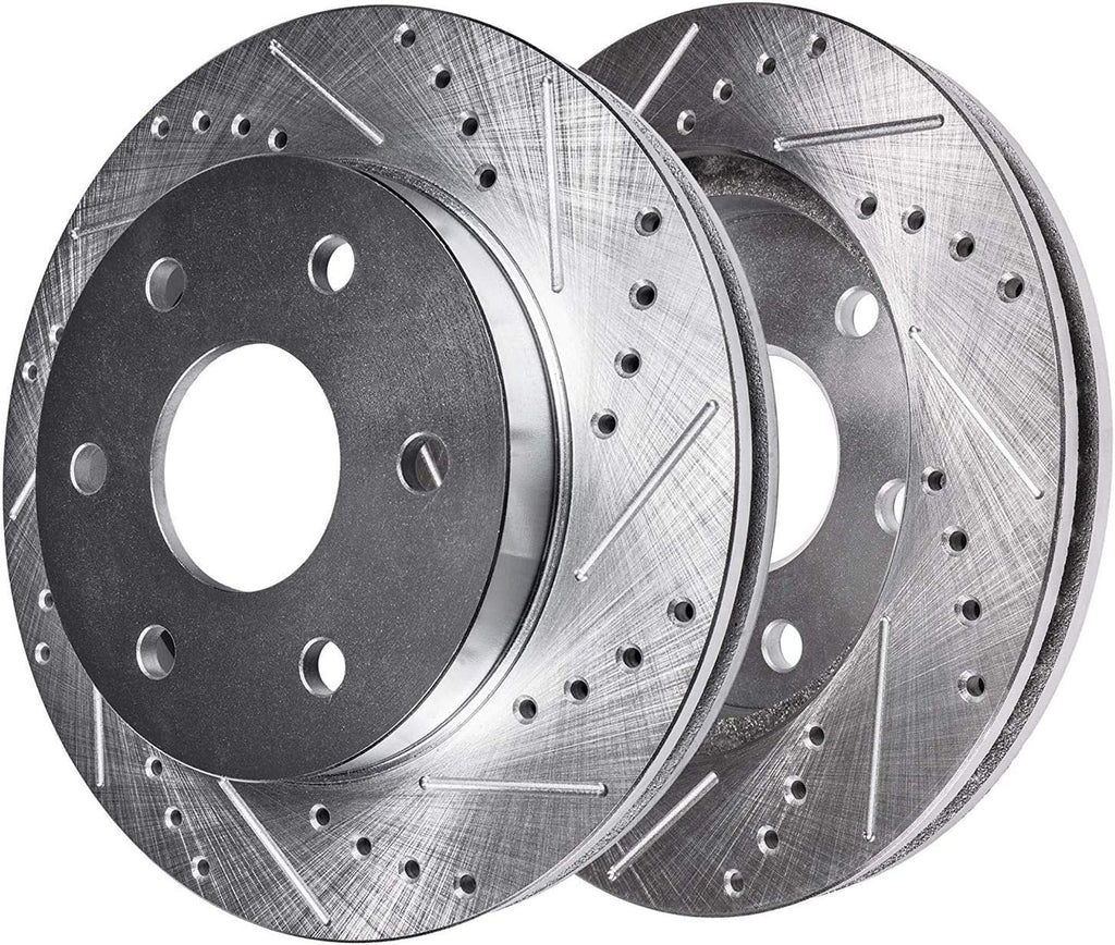 Rear Drilled & Slotted Brake Rotors 2pc Set I853