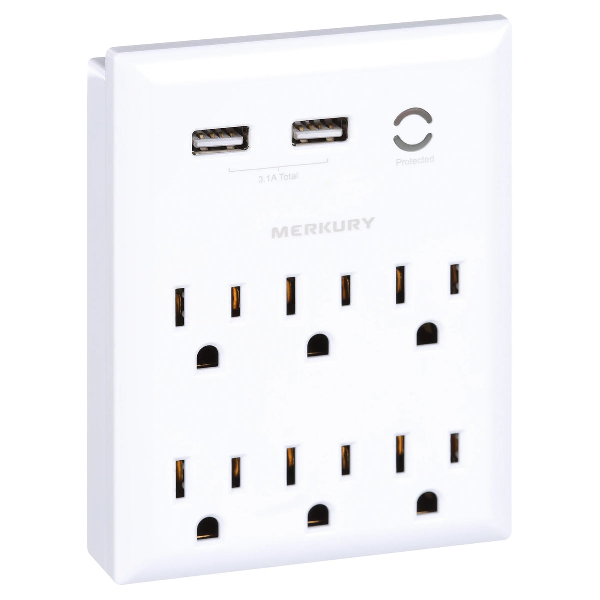 White 6-Outlet USB Wall Charger Extender with Phone Stand W5259