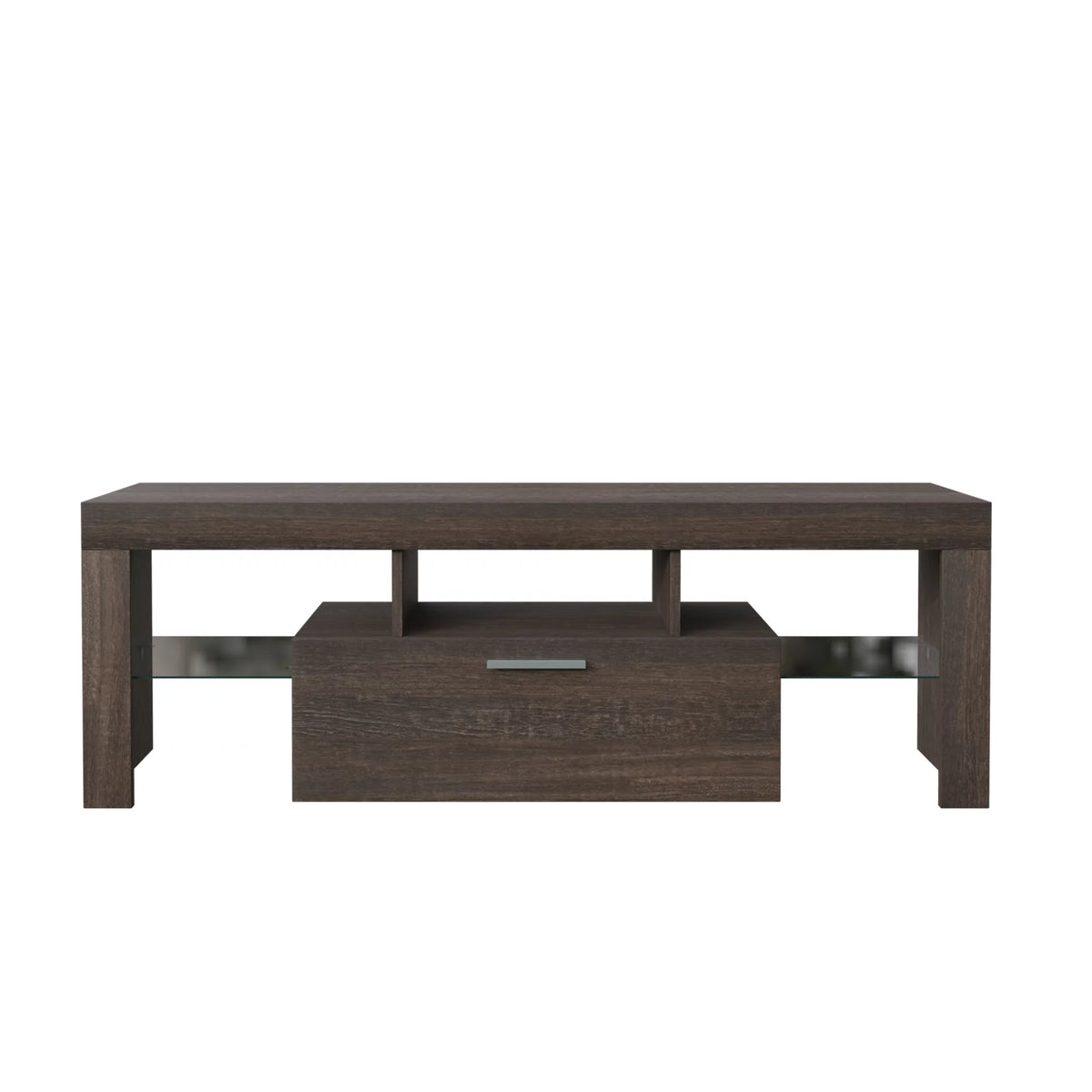 Brown TV Stand with LED Light and Storage Drawer X9021
