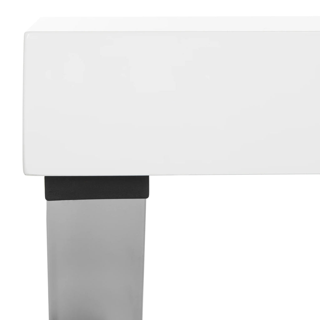 White Modern Desk with Pull-Out Drawer F843379