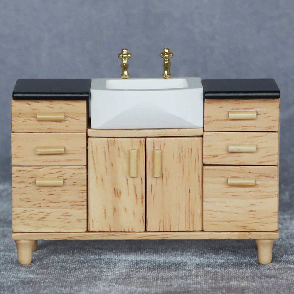 1:12 Wooden Sink Unit Cabinet Dollhouse Miniature Furniture O33718