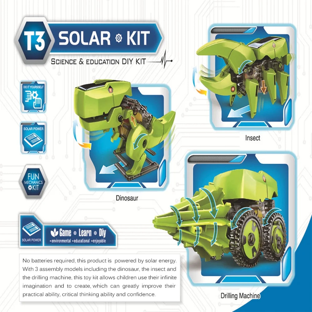 3 in 1 Solar Robot DIY STEM Science Experiment Assembly Model E404222