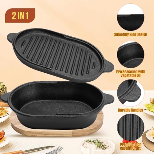2 in 1 Pre Seasoned Cast Iron Bread Loaf Pan Set with Lid P421867