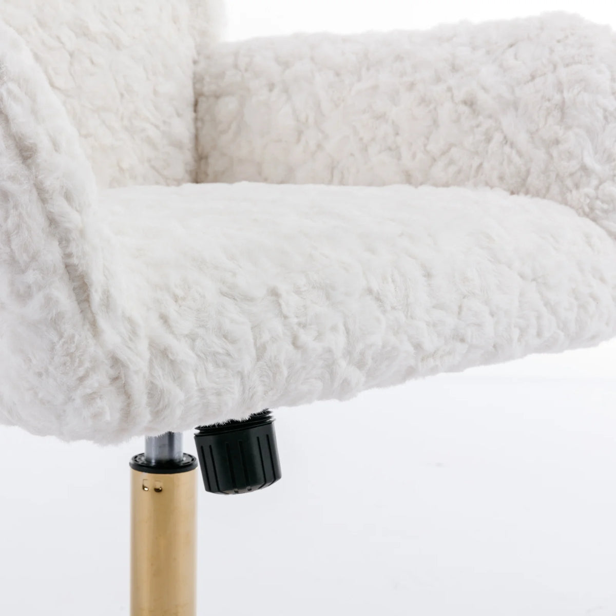 Beige Faux Rabbit Hair Office Chair with Adjustable Swivel G23584