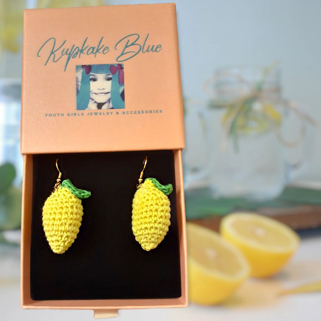 Blue Crocheted Lemon Drops Earrings T886