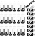 50 Pack 4GB USB 2.0 Swivel Flash Drives, Black Z382783