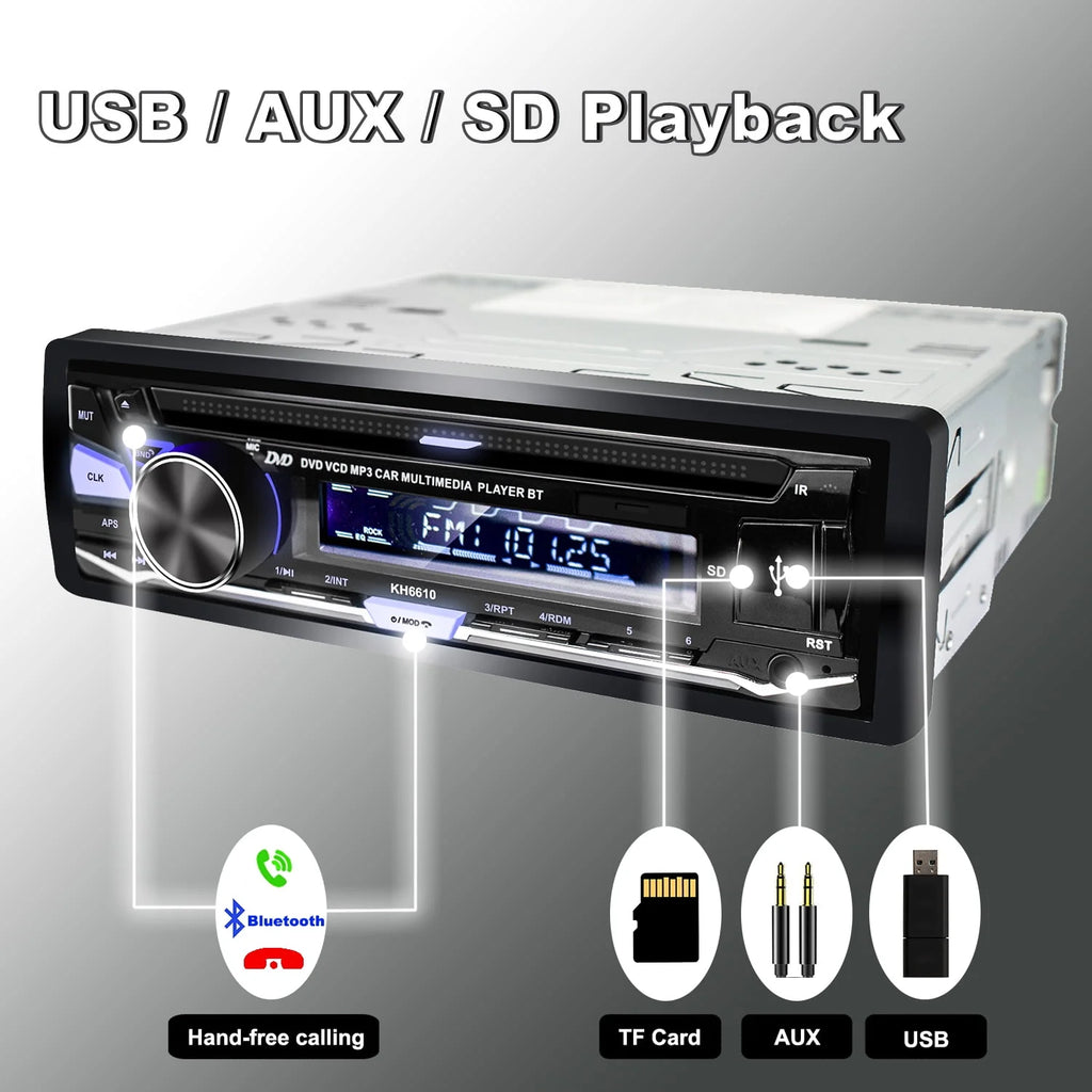 Single DIN Car Stereo with CD/DVD Player Bluetooth AM/FM Radio B4232
