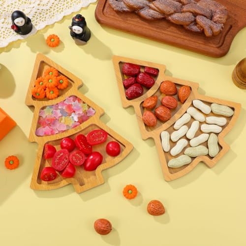 2Pcs Christmas Tree Shaped Wooden Serving Platters P88315