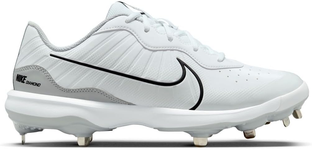 White Gray Size 8 Medium Baseball Cleats N26224