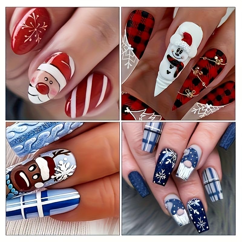 16 Sheets 7 Holiday Nail Art Stickers, Variety Pack All Season Nail Decals with Tweezers, 3D Self-Adhesive Nail Decoration M7897
