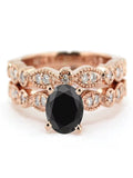 10k Rose Gold Bridal Set with Black Diamond and White Diamond M894