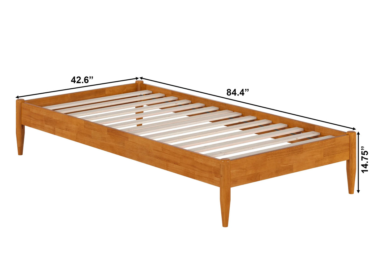 14" Light Toffee Solid Wood Platform Bed, Twin XL J44216