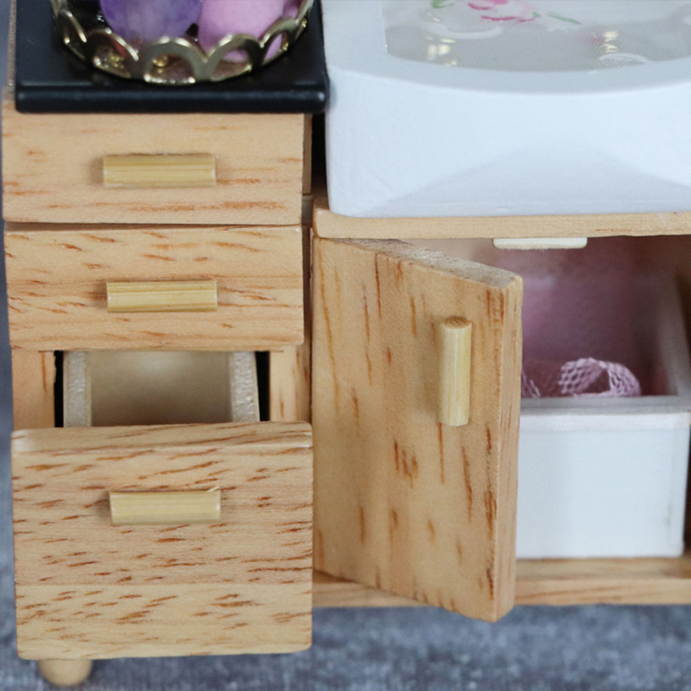 1:12 Wooden Sink Unit Cabinet Dollhouse Miniature Furniture O33718