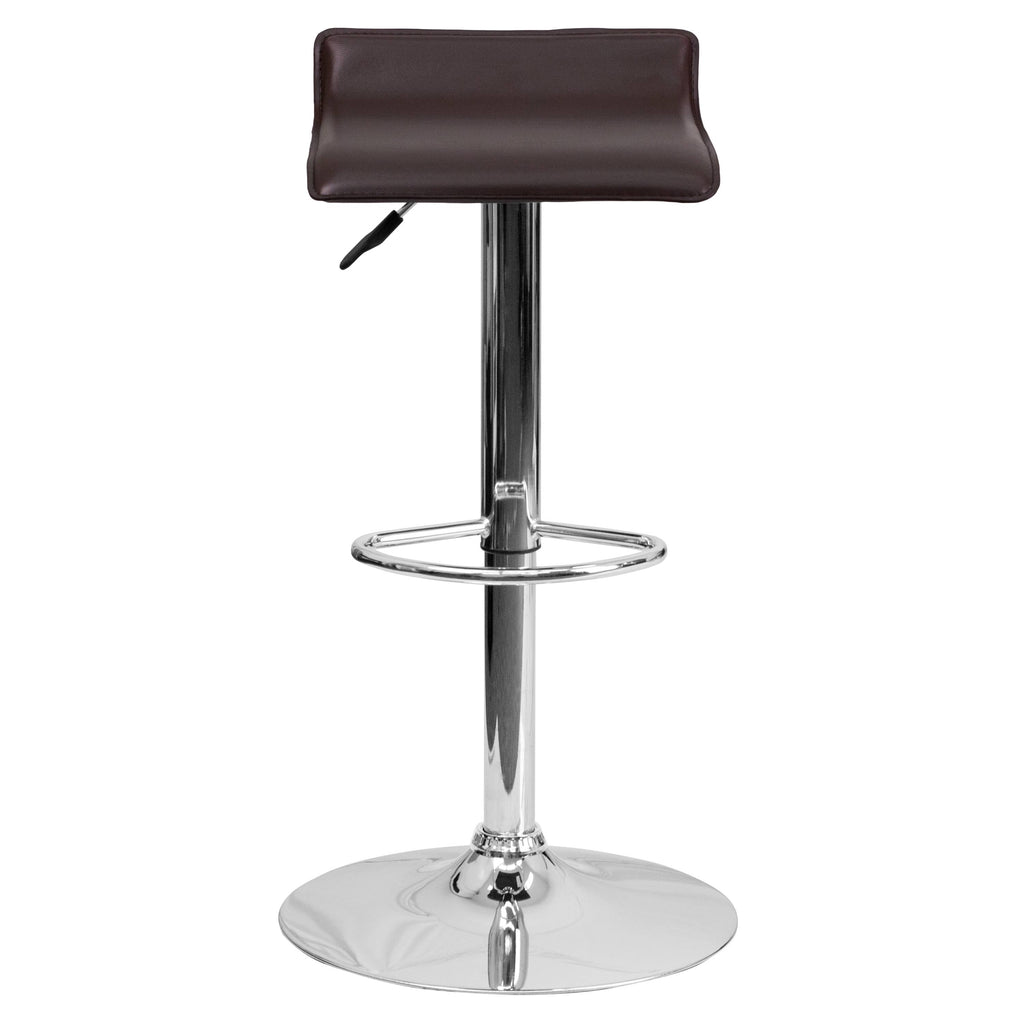 Black Vinyl Adjustable Height Barstool with Chrome Base D32740