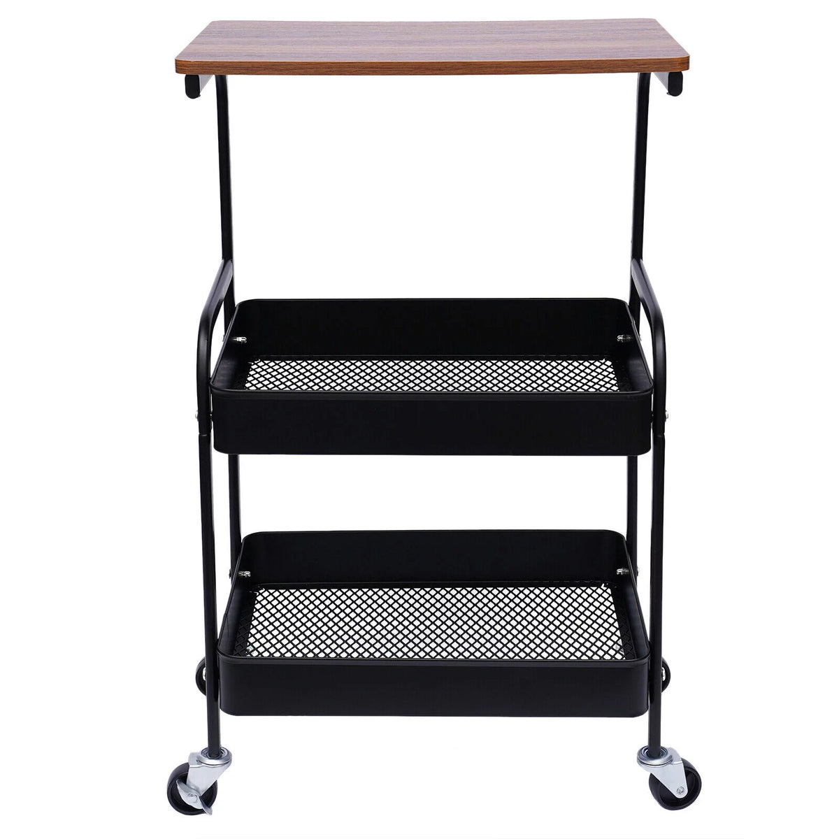 3 Tier Rolling Printer Cart with Wheel (Black+Brown) C6754