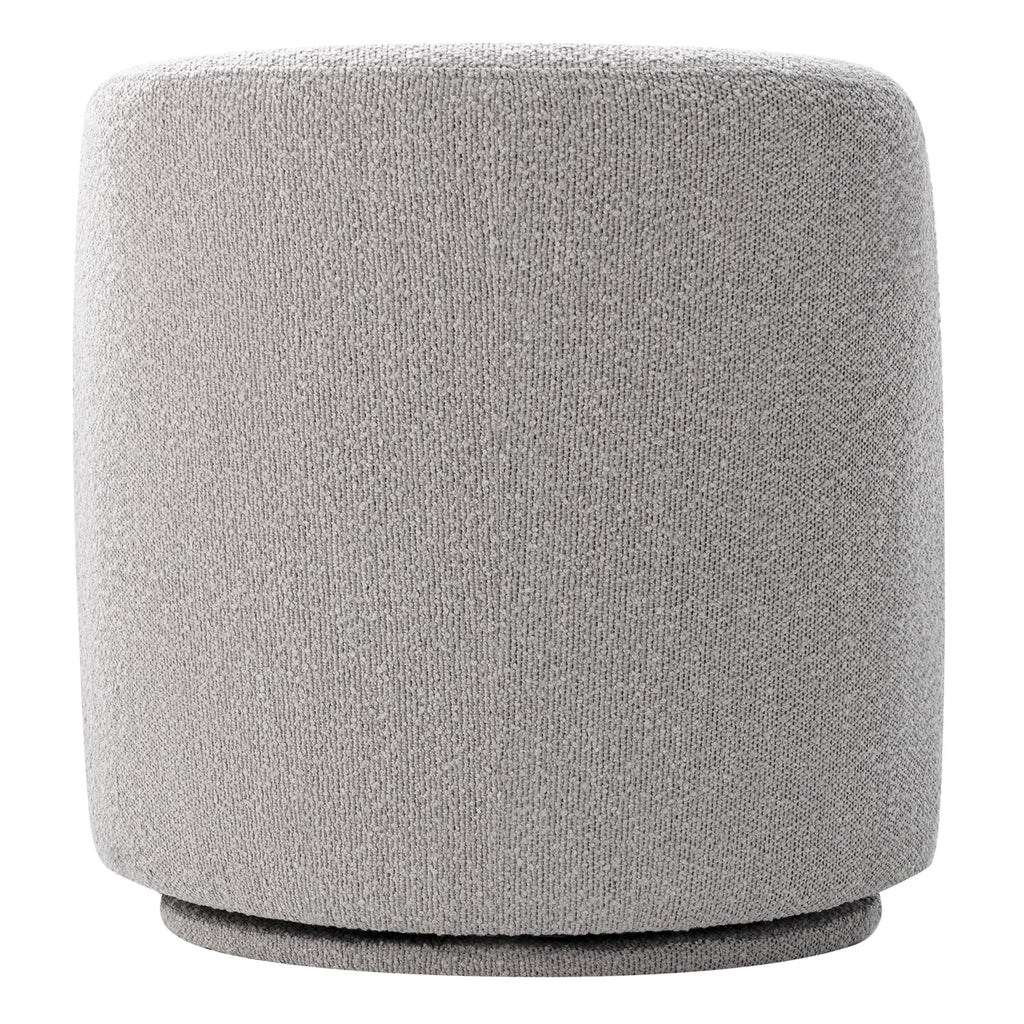 White Boucle Fabric Barrel Accent Chair O1912