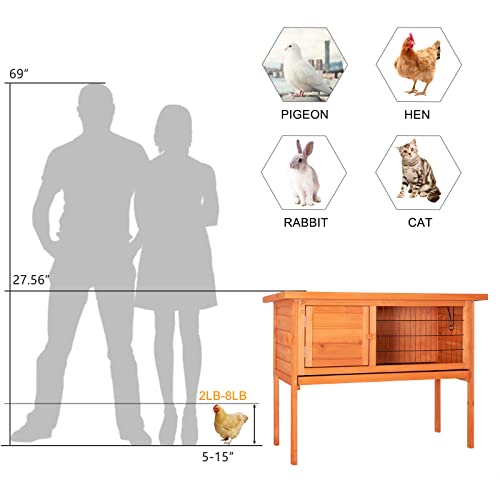 36" Single Deck Waterproof Wooden Rabbit Hutch W289624