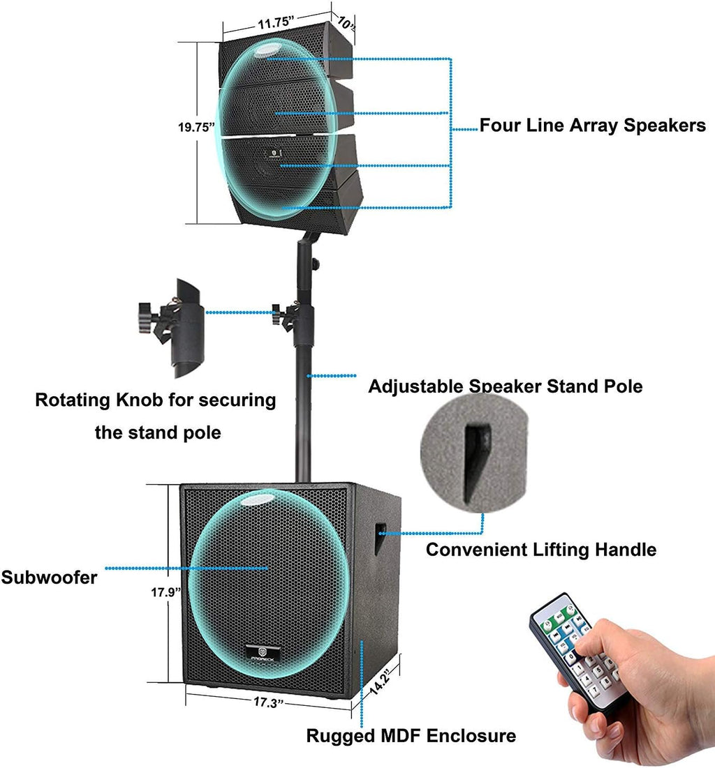 Powered PA Speaker System Combo Set with Subwoofers and Line Array Speakers R43141
