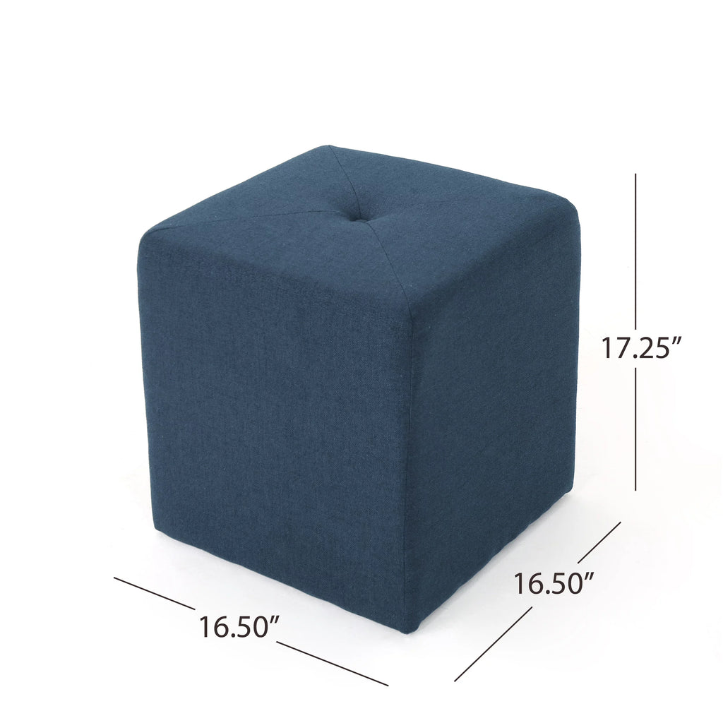 Navy Blue Fabric Square Ottoman P128230