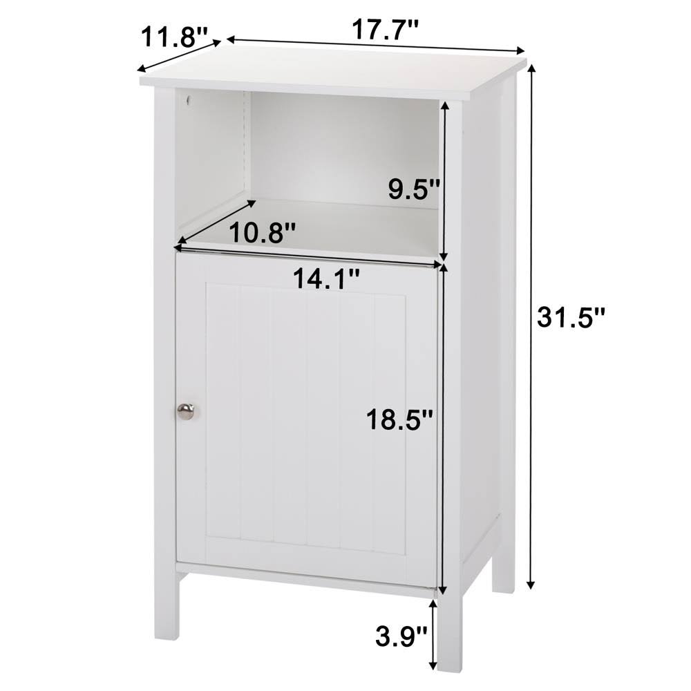 White Wooden Bathroom Floor Cabinet with Adjustable Shelf Z54714