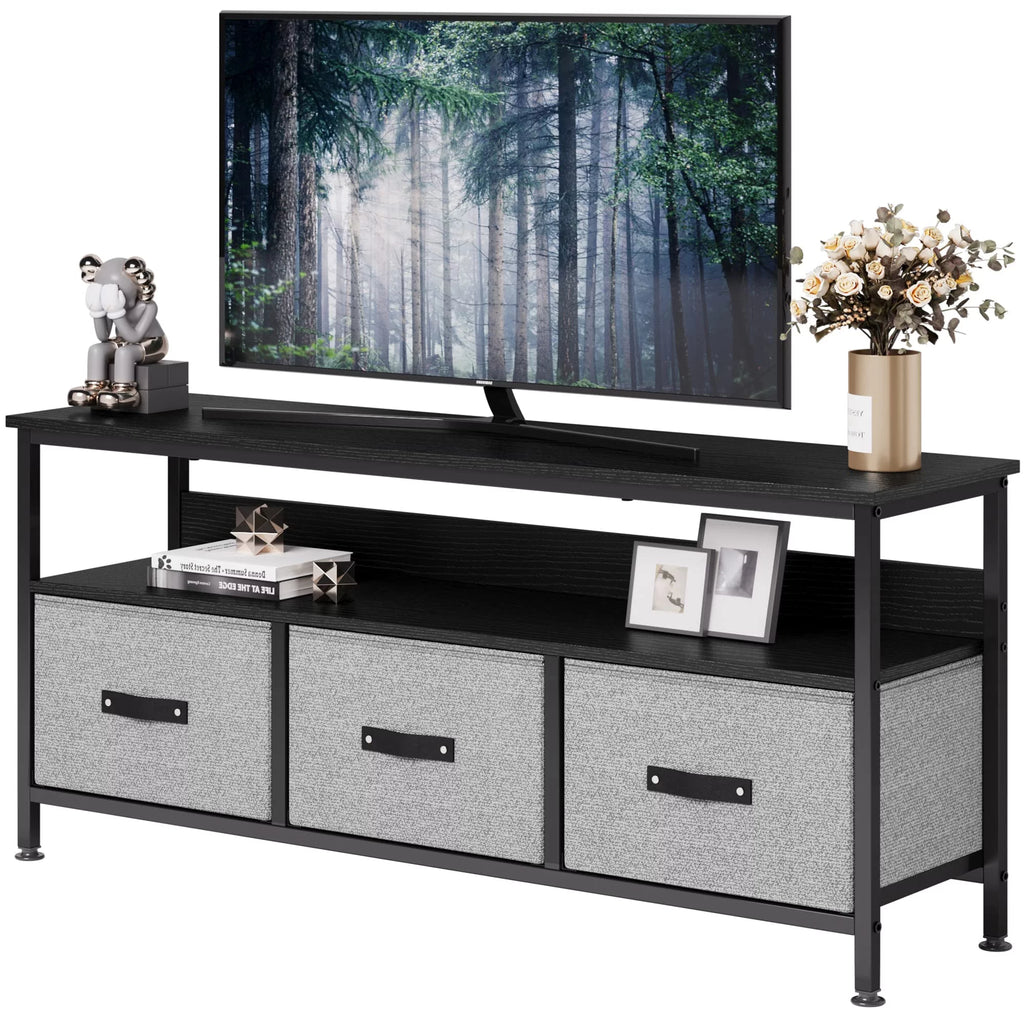 Grey Dresser TV Stand with Drawers and Shelves X9169