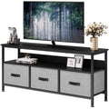 Grey Dresser TV Stand with Drawers and Shelves X9169