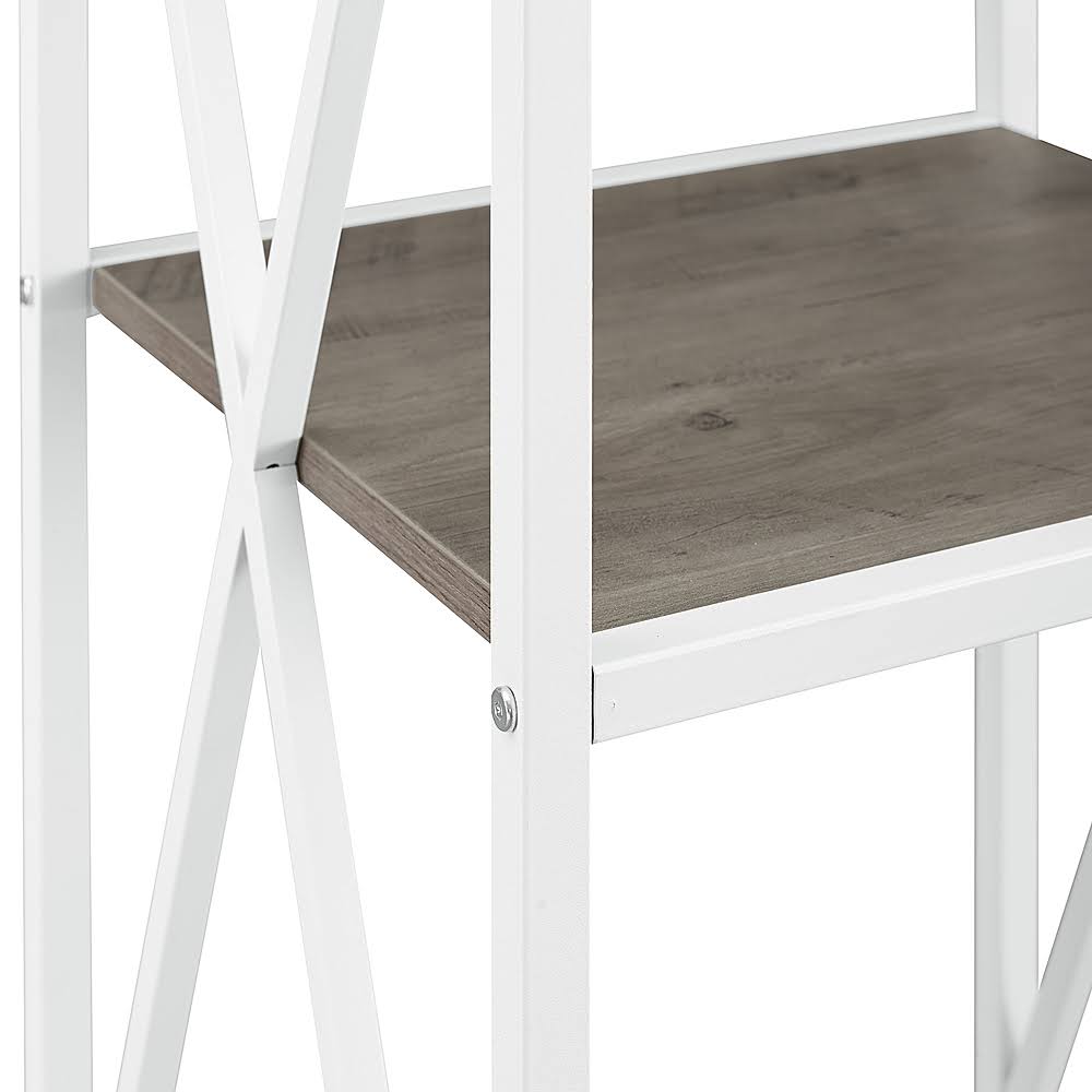 4-Shelf Bookcase Gray Wash White Metal V3413