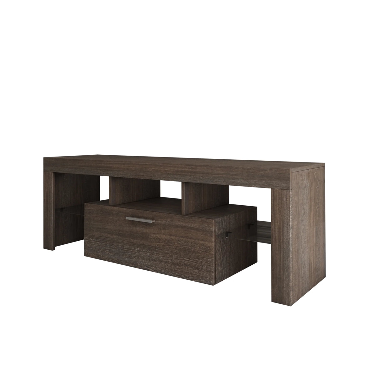 Brown TV Stand with LED Light and Storage Drawer X9021