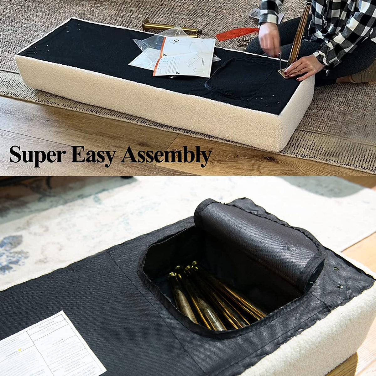 44 Inch Velvet Ottoman Bench with Gold Legs O3150
