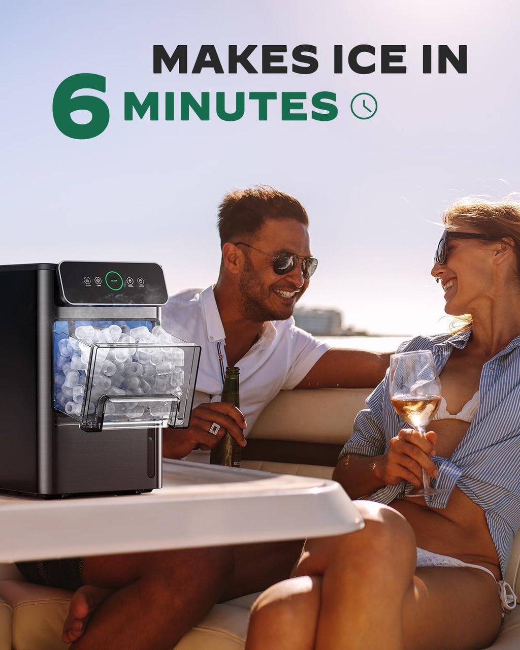 Portable Countertop Ice Maker with 2.6lbs Basket and Scoop, Stainless Steel S9067