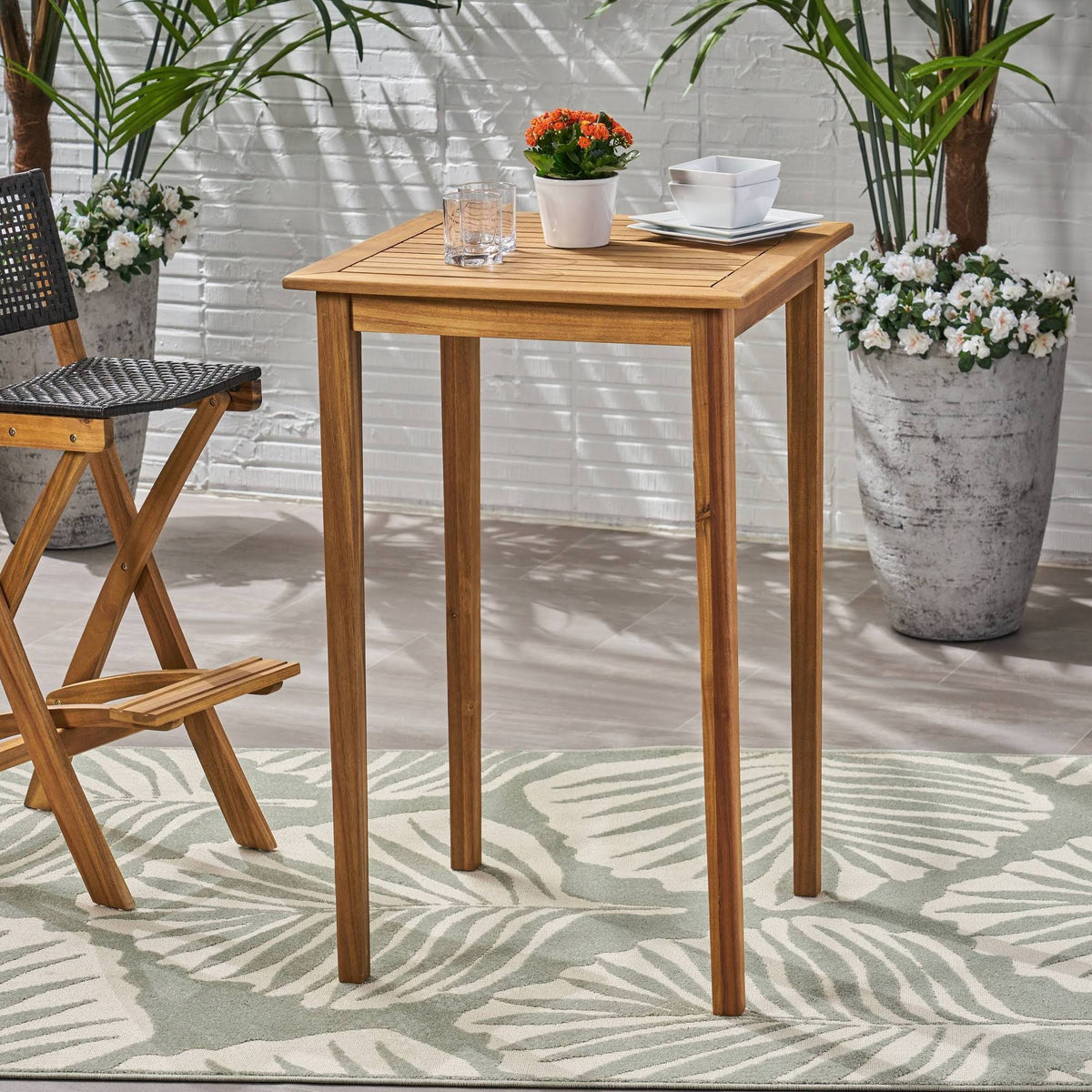 Acacia Wood Square Bar Table C693426