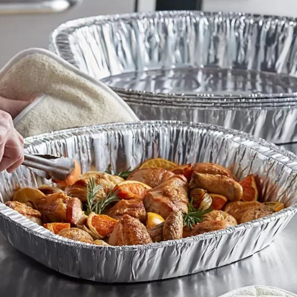 Extra Large Disposable Aluminum Foil Oval Roasting Pan, 25 Pans U8269