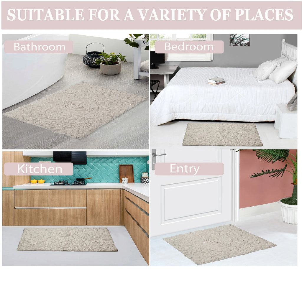 Linen Cotton Bathroom Contour Rug N848239
