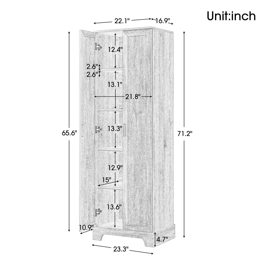 Tall Wood Bathroom Storage Cabinet with Adjustable Shelves Z2521