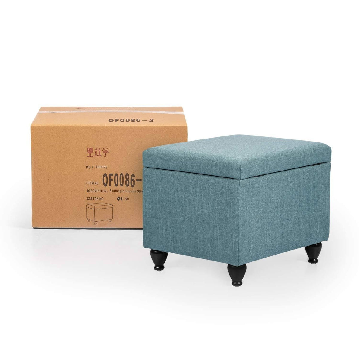 Light Blue Fabric Storage Ottoman M95462