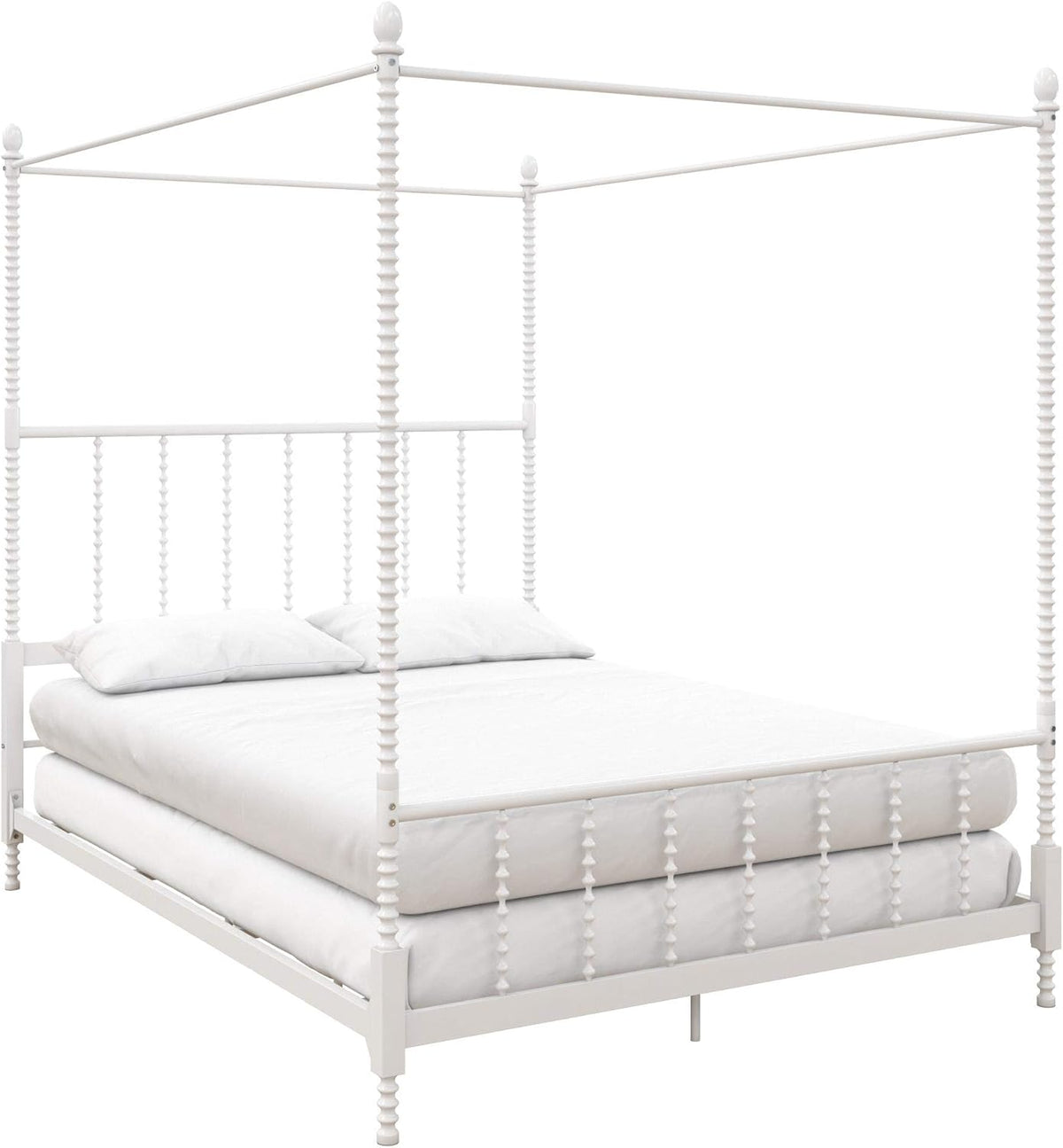 White Twin Size Metal Canopy Bed Frame O170534